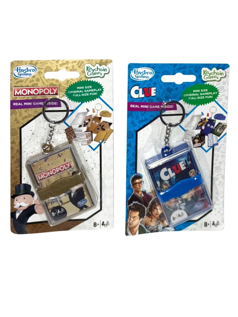 Hasbro Keychain Games Monopoly Clue Real Mini Travel Pocket Game Lot Of 2 NEW